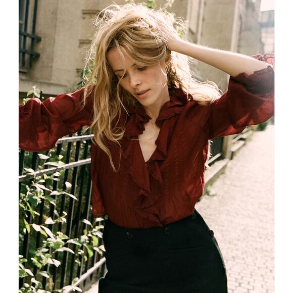 Doen Tops - DOEN Hardy Top Blouse- Xs Deep Crimson
